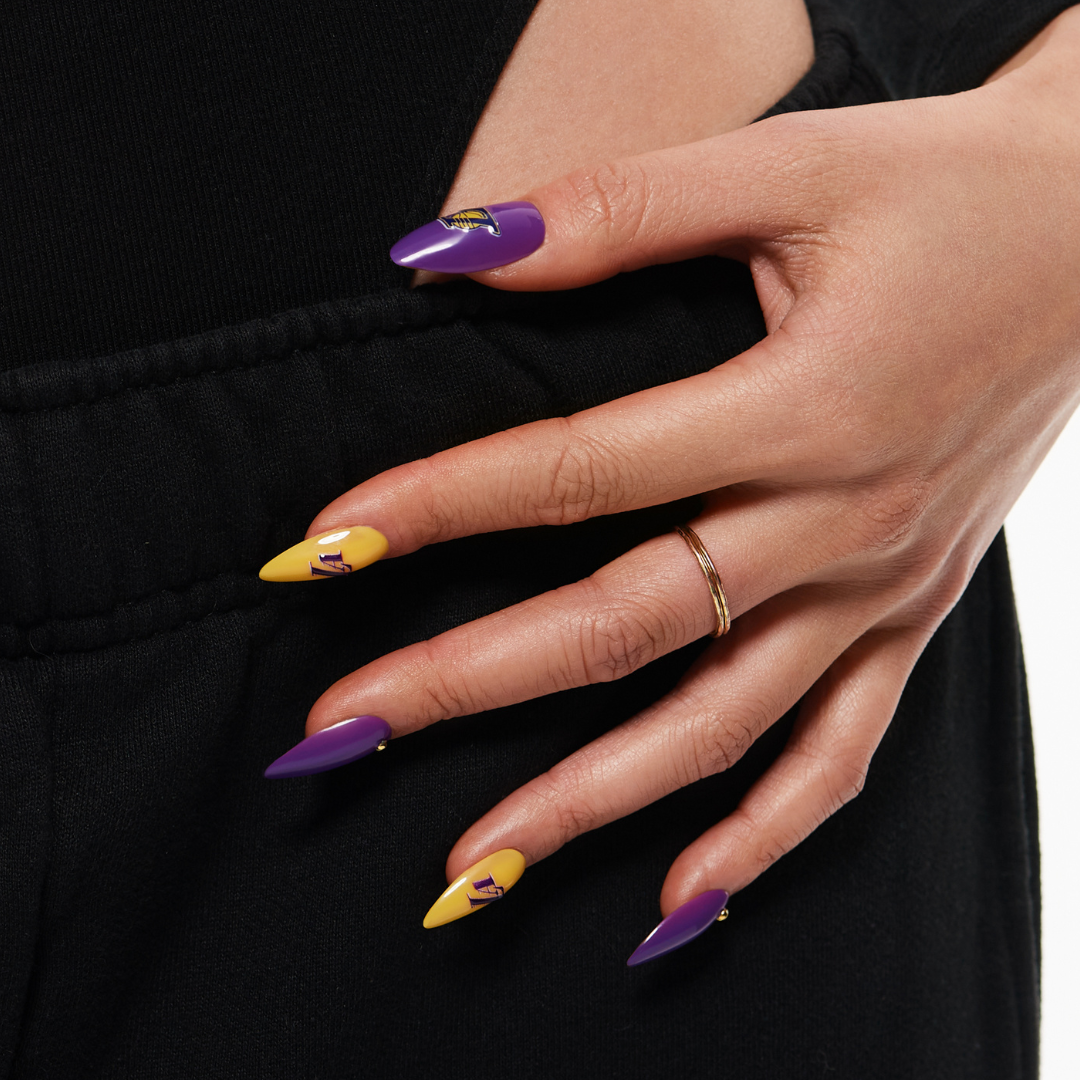 Purple and gold nail designs
