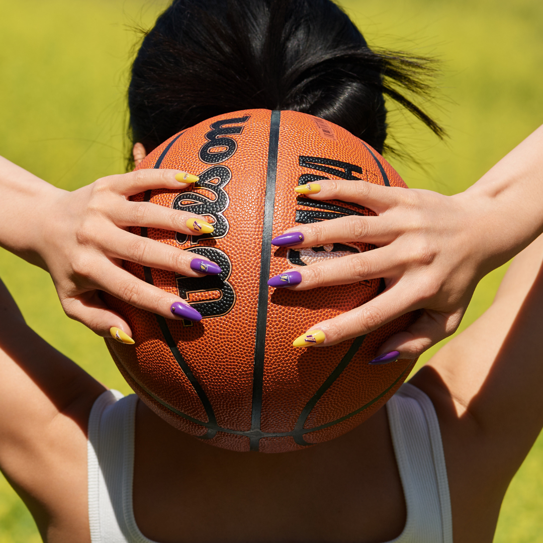 Rock game day with LA Lakers nail art